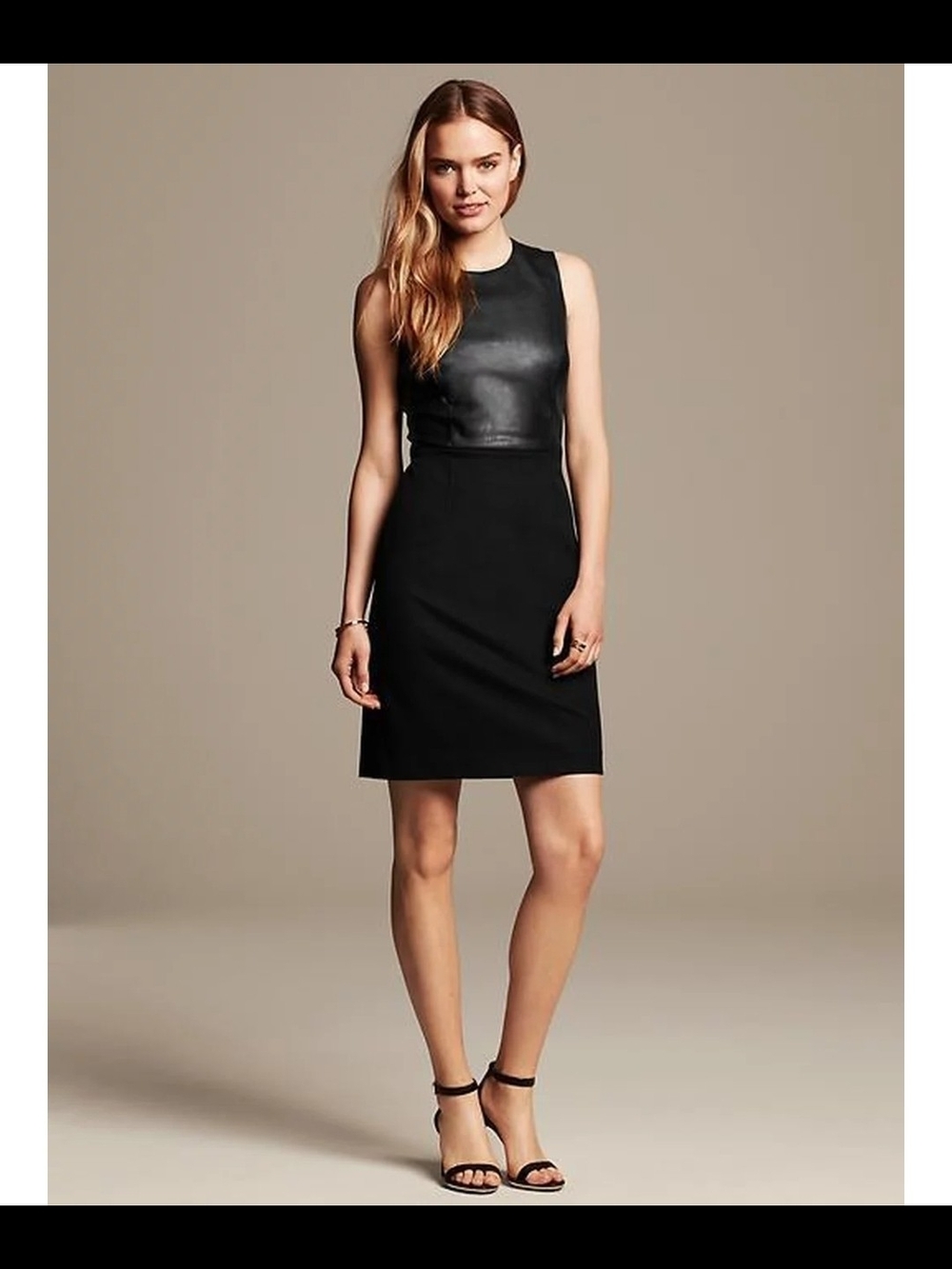 Comptoir Des Cotonniers Black Lamb Leather Panel Mini Dress